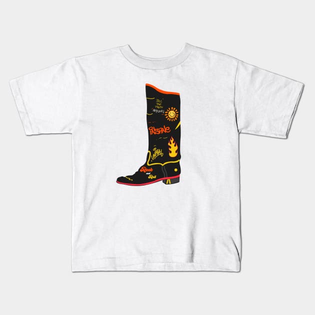 strange black boots Kids T-Shirt by Bosun The Sun